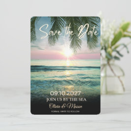 Solnedgång strand bröllop Save the Date, Destinati Inbjudningar