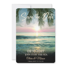 Solnedgång strand bröllop Save the Date, Destinati