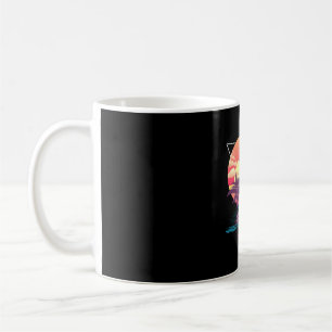 Solnedgång strand palmer tropisk sommar retro kaffemugg