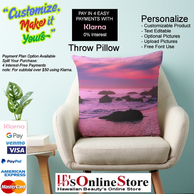 Solnedgång Strand Polyester Stor Kuddslips 16 Kudde (Sunset Beach Polyester Large Throw Pillow 16.)