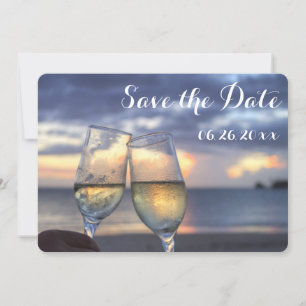 Solnedgång strand rund Save The Date rund Inbjudningar