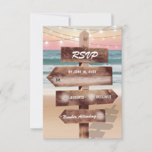 Solnedgång Strand Tropisk Destination Bröllop RSVP OSA Kort