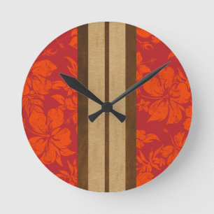 Solnedgång, surfboard Hawaiian Wall Clocks Rund Klocka
