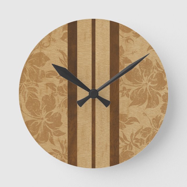 Solnedgång, surfboard Hawaiian Wall Clocks Rund Klocka (Framsida)