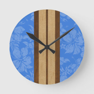 Solnedgång, surfboard Hawaiian Wall Clocks Rund Klocka