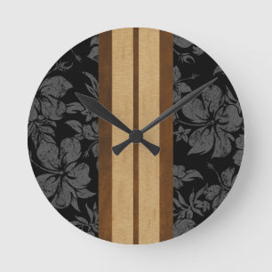 Solnedgång, surfboard Hawaiian Wall Clocks Rund Klocka