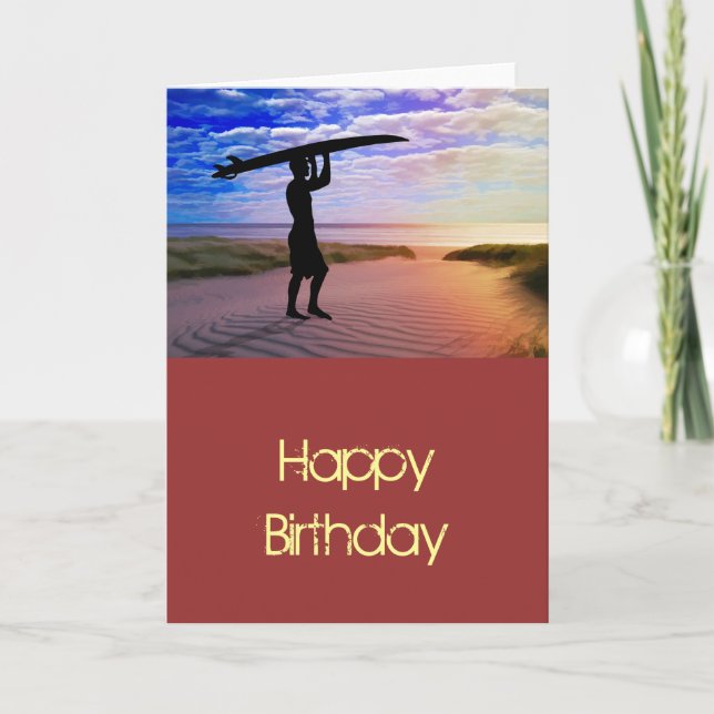 Solnedgång Surfer Sand & Clouds Kort (Framsida)