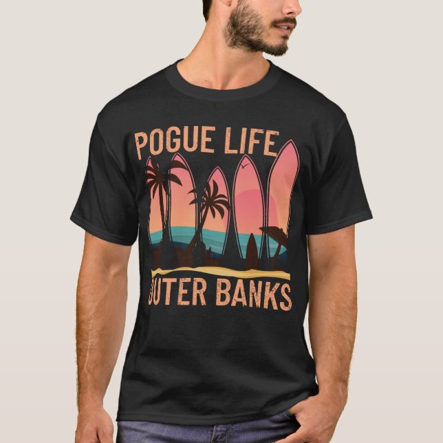 Solnedgång - Surfning av Banker Life Outer Beach T Shirt (Framsida)