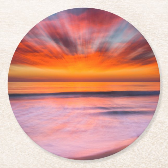 Solnedgång Tamarack Beach | Carlsbad, CA Underlägg Papper Rund (Framsidan)
