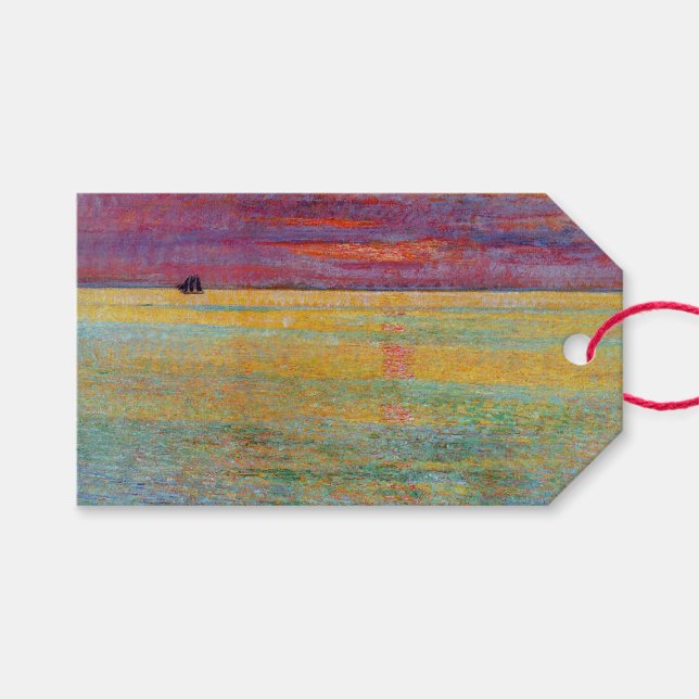 Solnedgång till havs (av Childe Hassam) Presentetikett (Framsidan (Horisontell))