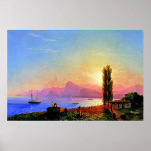 Solnedgång till havs, bra konst av Ivan Aivazovsky Poster