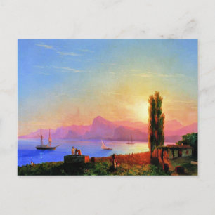 Solnedgång till havs, bra konst av Ivan Aivazovsky Vykort