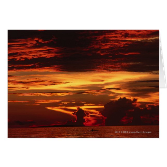 Solnedgång till havs hälsningskort (Framsidan Horizontal)