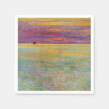 Solnedgång till sjöss (av Childe Hassam)