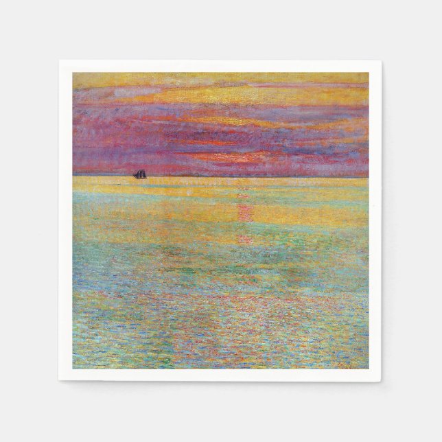 Solnedgång till sjöss (av Childe Hassam) Pappersservett (Framsidan)