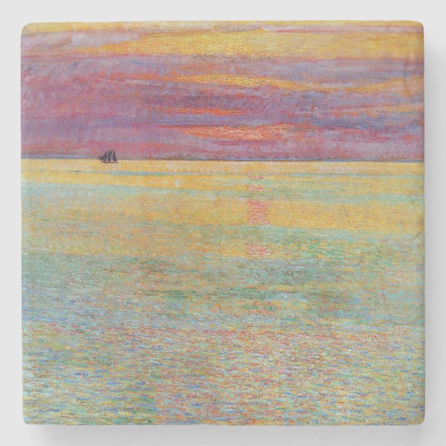 Solnedgång till sjöss (av Childe Hassam) Stenunderlägg (Framsidan)