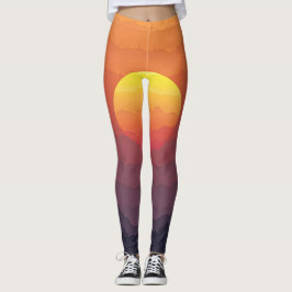 Solnedgång, tonfade från orange till lila leggings