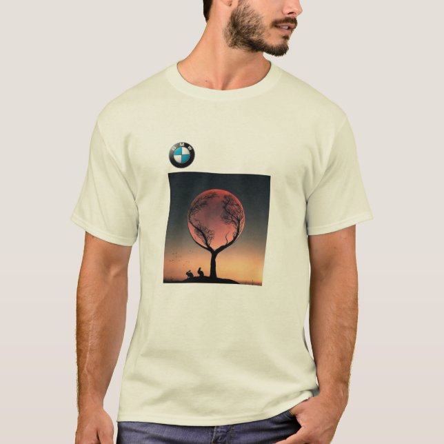 Solnedgång Träd Minimalistisk T-Shirt (Framsida)