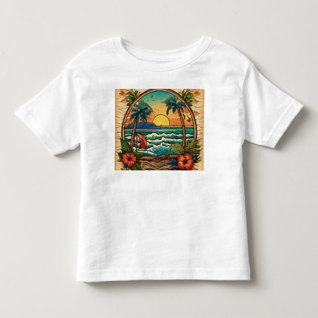 Solnedgång: Tranquil Beach Scene T-Shirt" T Shirt (Framsida)