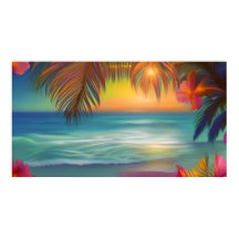 Solnedgång Tropical Beach Sand Sea handflatan träd