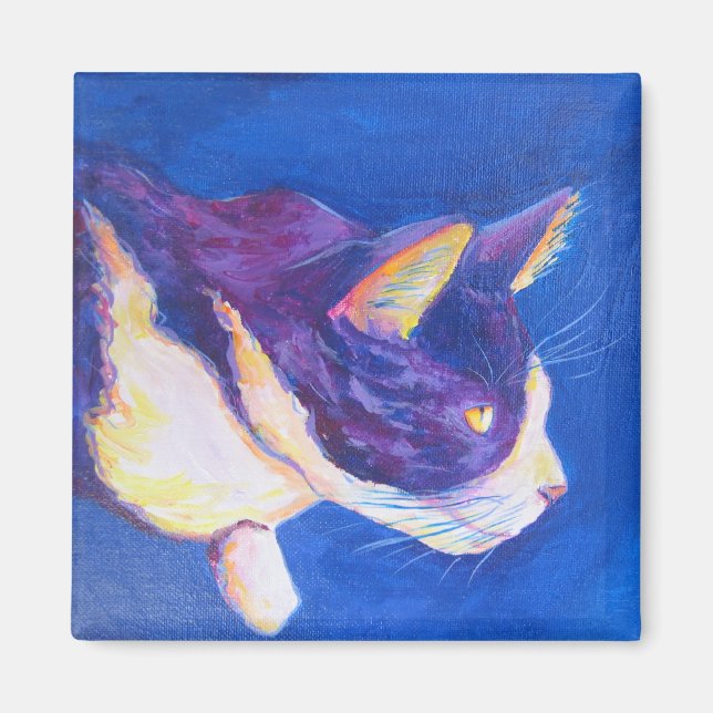 Solnedgång Tuxedo Cat Pet Art Anpassningsbar Magne Magnet (Framsidan)