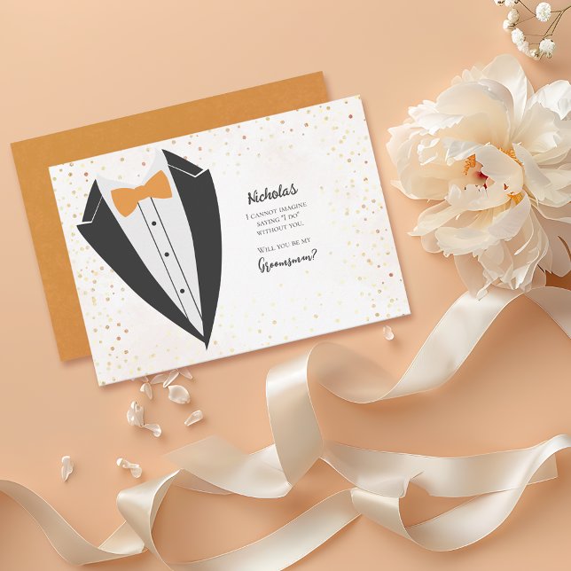 Solnedgång Tuxedo Groomsman Confetti Frieri Inbjudningar (Skapare uppladdad)