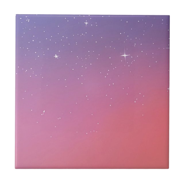 Solnedgång Twilight Stars Rosa Lila Ombre Gradient Kakelplatta (Framsidan)