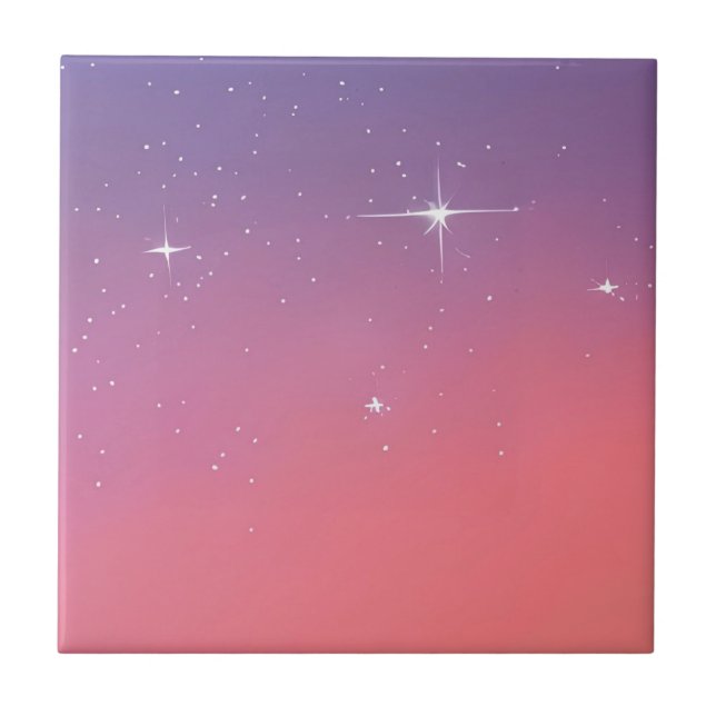 Solnedgång Twilight Stars Rosa Lila Ombre Gradient Kakelplatta (Framsidan)