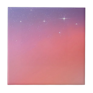 Solnedgång Twilight Stars Rosa Lila Ombre Gradient Kakelplatta