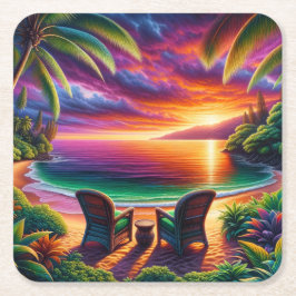 Solnedgång Underlägg Papper Kvadrat