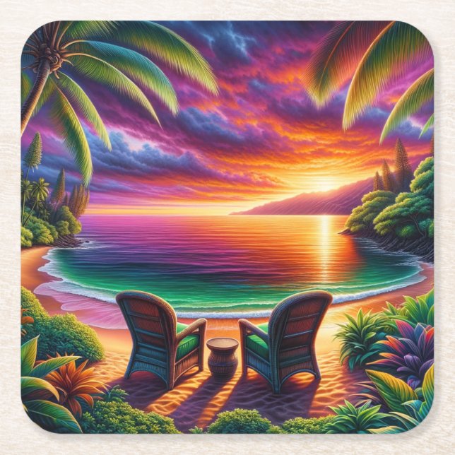 Solnedgång Underlägg Papper Kvadrat (Framsidan)