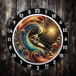 Solnedgång, våg, tropisk väggkonst darttavla