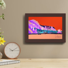 Solnedgång Varenna Sjö Como Italien Illustration Poster