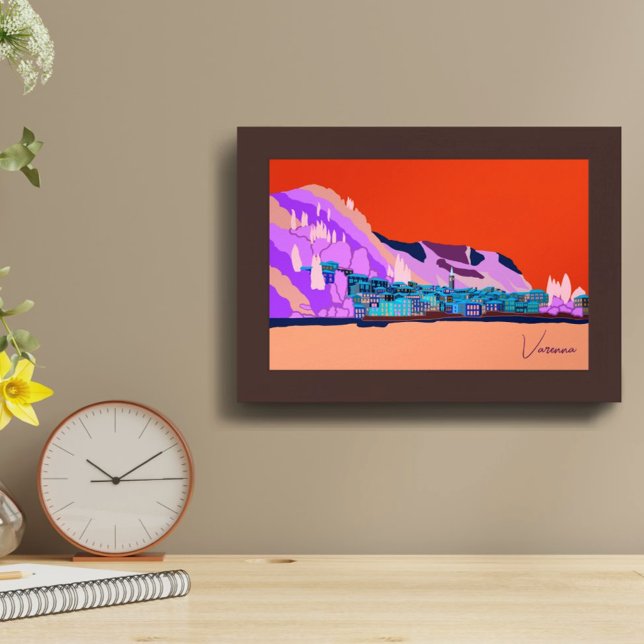 Solnedgång Varenna Sjö Como Italien Illustration Poster (Skapare uppladdad)