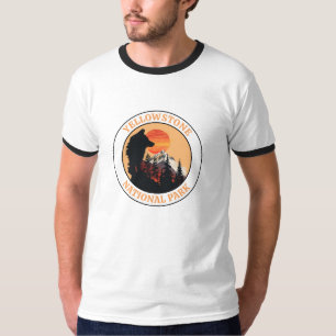 Solnedgång vargkonst, Yellowstone National Park, C T Shirt