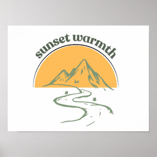 Solnedgång Värme Berg Natur Affisch