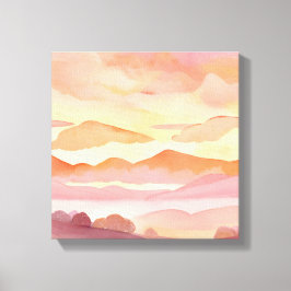 Solnedgång Vattenfärg Kulor | Orange Nyans Himmel  Canvastryck