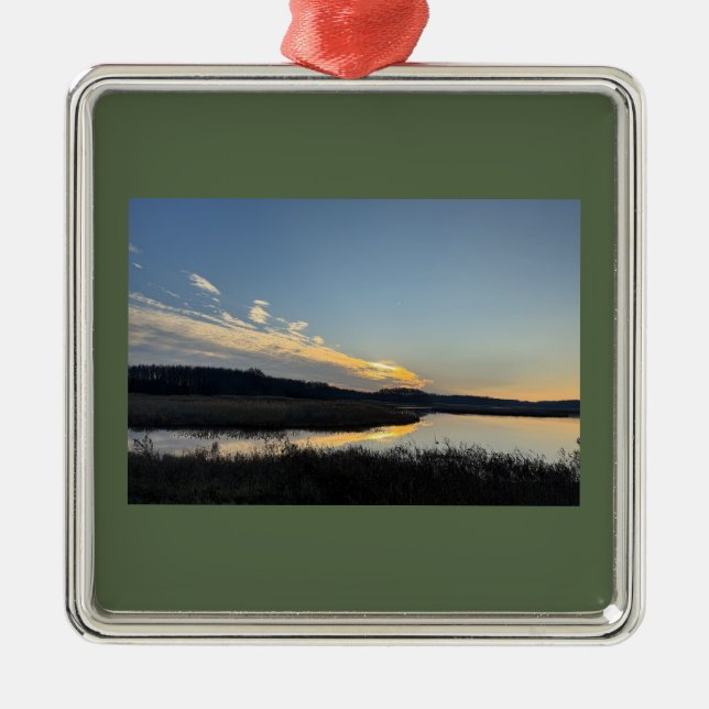 Solnedgång Vattenlandskap Reflektion Ornament  (Framsidan)