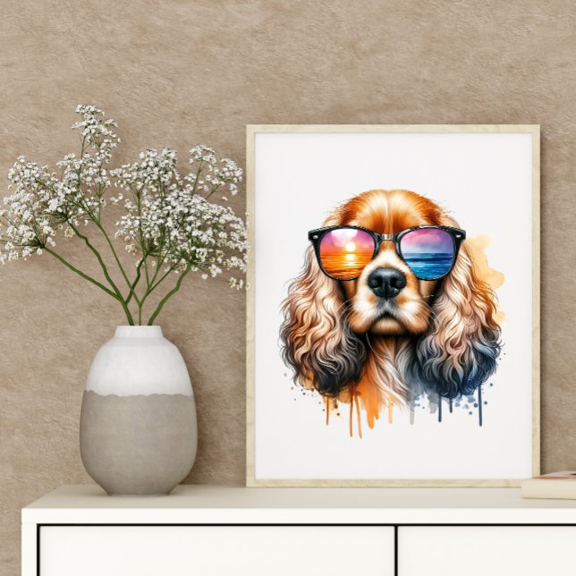 Solnedgång Vibe Cocker Spansk Watercolor Hund Wall Poster (Skapare uppladdad)