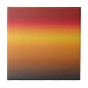 Solnedgång Vibrant Red Orange Gult Ombre Kakelplatta