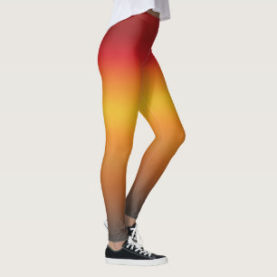 Solnedgång Vibrant Red Orange Gult Ombre Leggings