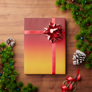 Solnedgång Vibrant Red Orange Gult Ombre Presentpapper