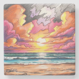 Solnedgång vid Beach Stenunderlägg