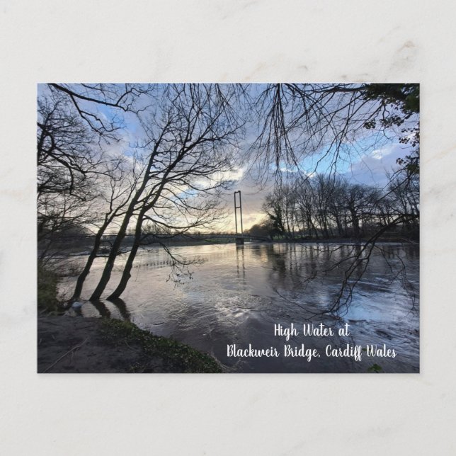 Solnedgång vid Blackweir Bridge, Cardiff Postcard Vykort (Framsida)