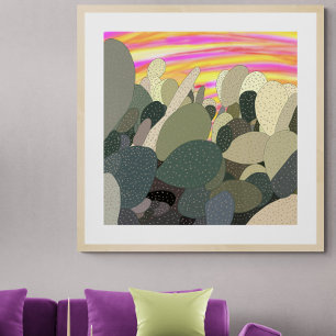Solnedgång vid Cactus Garden Poster