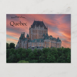 Solnedgång vid Chateau Frontenac Quebec Kanada Vykort