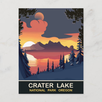 Solnedgång vid Crater Lake, Oregon, Resa Vykort