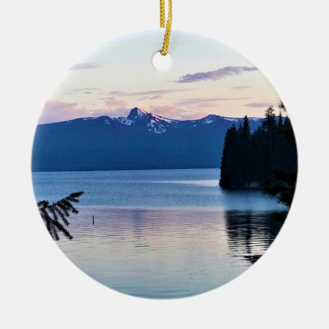 Solnedgång vid Crescent Lake, Oregon Julgransprydnad Keramik (Framsidan)