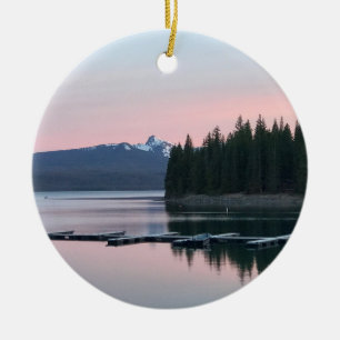 Solnedgång vid Crescent Sjö, ELLER Julgransprydnad Keramik