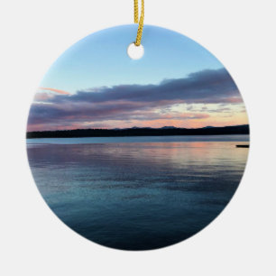 Solnedgång vid Crescent Sjö, ELLER Julgransprydnad Keramik